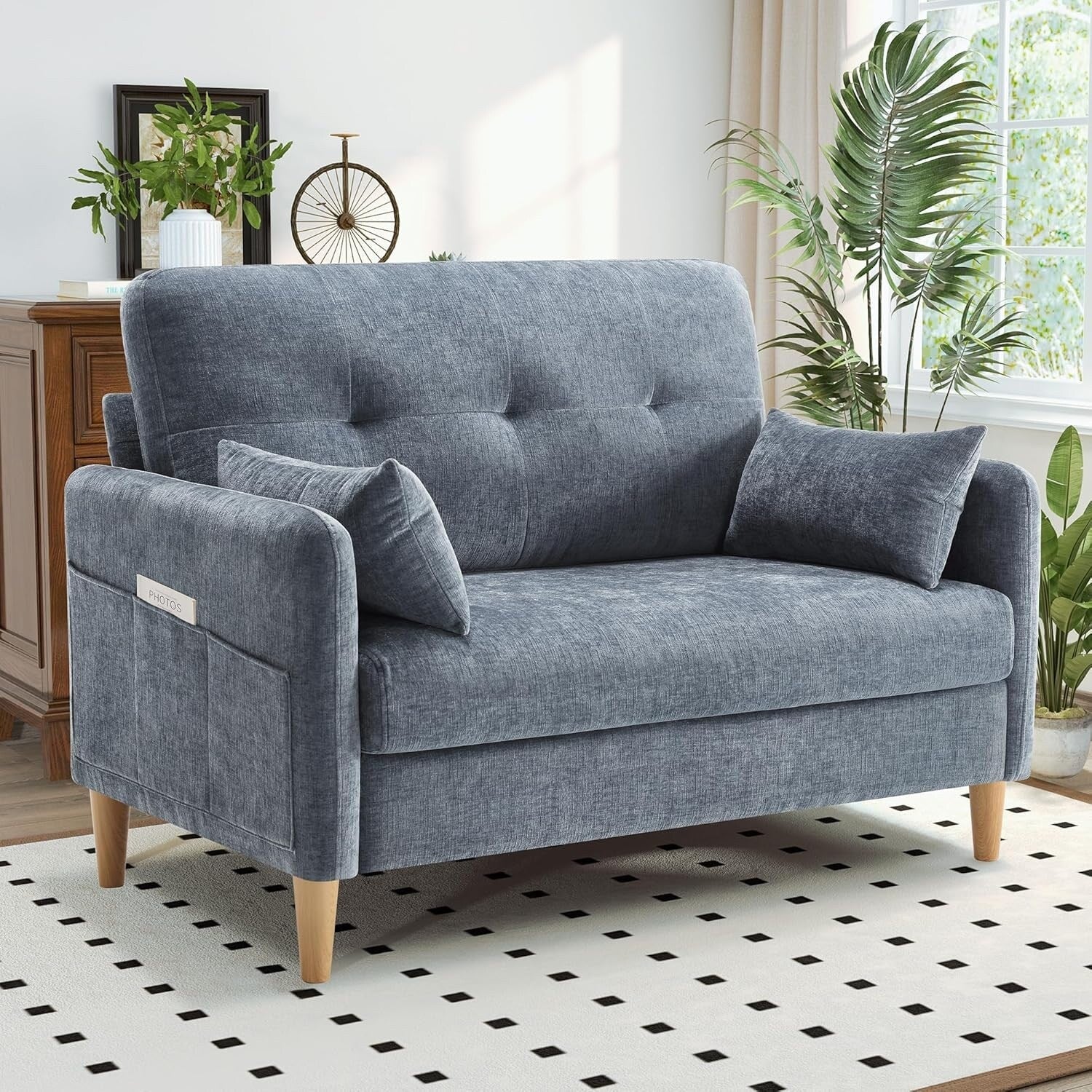 47 Chenille Loveseat - Small Space Sofa with Removable Cover & Pillow, Perfect for Apartment/DormÂ