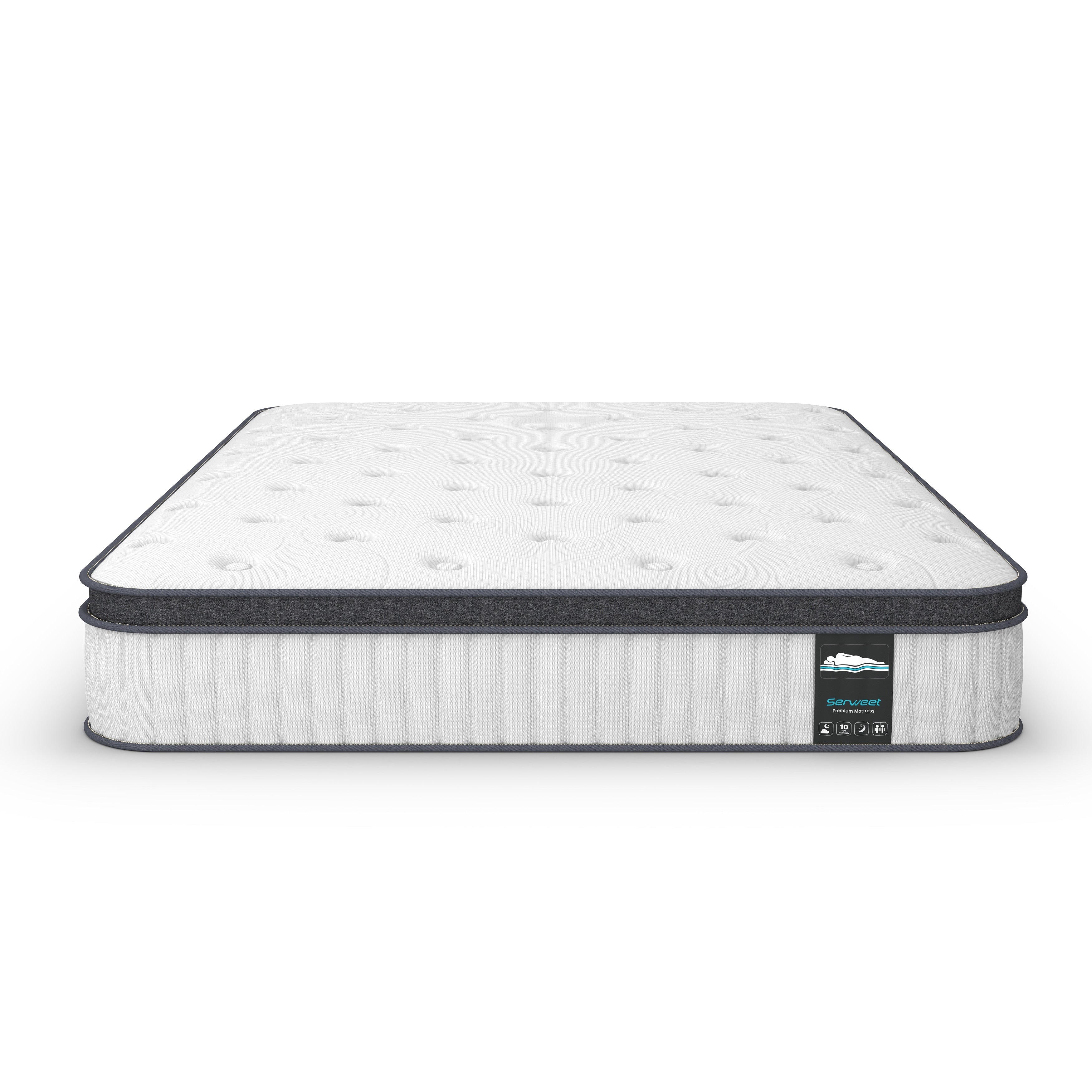 10 Inch Memory Foam and Pocket Spring Hybrid Euro Top Mattress, Mattress in a Box