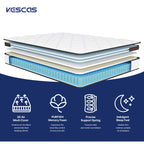 10 Inch Twin/ Full/ Queen Pillow Top Mattress，Memory Foam and Pocket Spring Hybrid Mattress