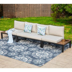 10-Seat Patio Sectional sofa set, E-coating Steel frame Conversation Sets with Built-in Side Table , Grey Cushion
