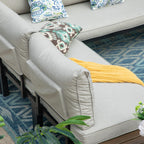 10-Seat Patio Sectional sofa set, E-coating Steel frame Conversation Sets with Built-in Side Table , Grey Cushion
