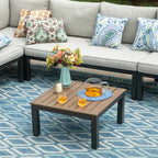 10-Seat Patio Sectional sofa set, E-coating Steel frame Conversation Sets with Built-in Side Table , Grey Cushion