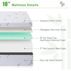 10 inch Gel Memory Foam Mattress in a Box, Medium Pressure Relieving Motion Isolating