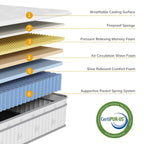 12 inch Foam and Spring Hybrid Mattress, Medium Firm Feel Durable Support Mattress Bed in a Box