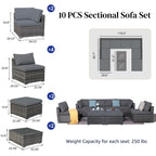 10-piece Wicker Sectional Sofa Set