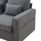 104 4-Seater Modern Linen Fabric Sofa with Armrest Pockets and 4 Pillows