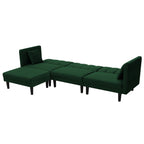 106.7'' Velvet Reversible 3 Seater Sectional Sofa, Convertible Sleeper, with Adjustable Backrest, Chaise, 2 Pillows
