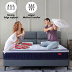10/12 Plush Memory Foam Pocket Spring Hybrid Mattress In A Box With Certipur-US Certified Memory Foam