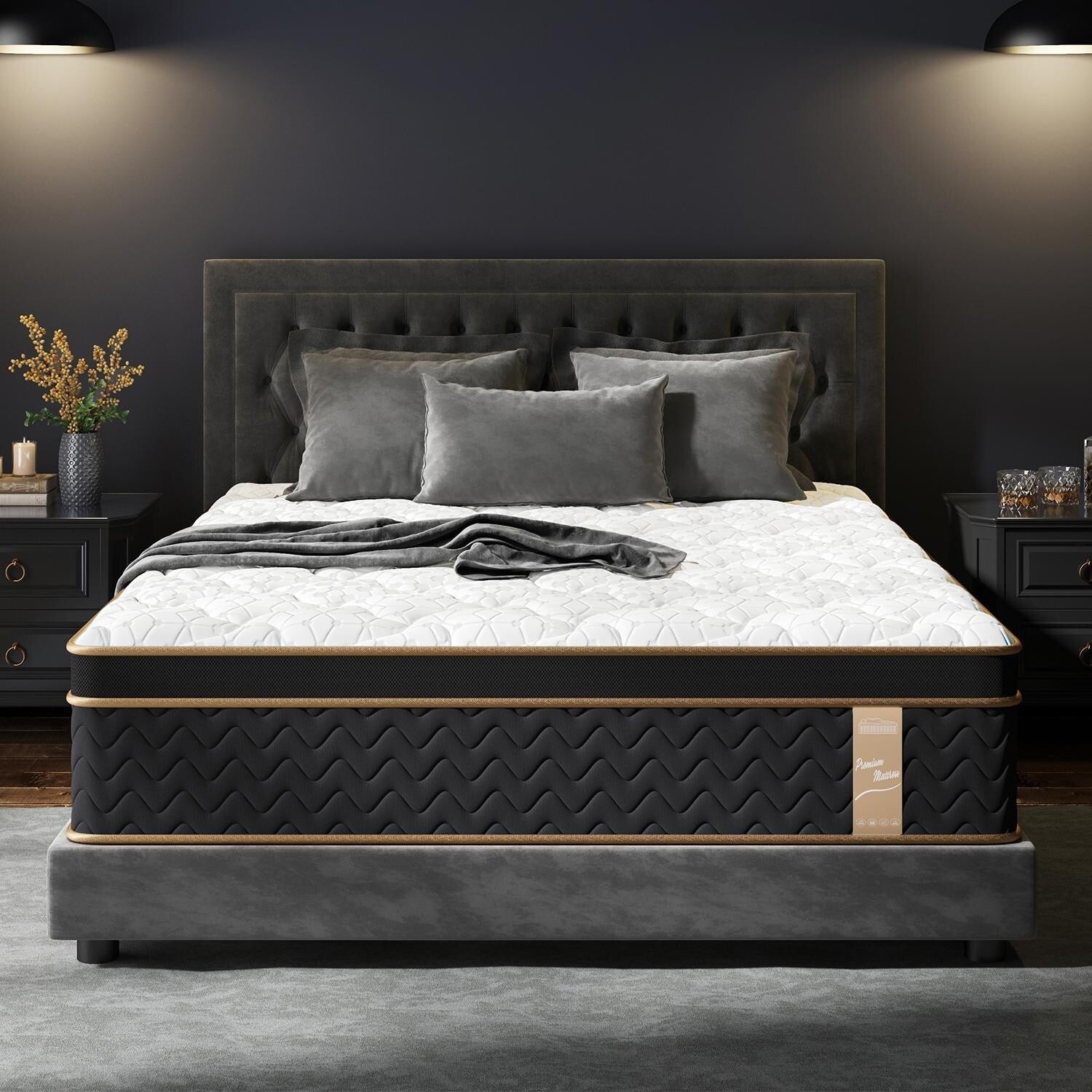 10 Full Plush Mattresses with Encased Coils & Gel Memory Foam,Fiberglass-Free,Motion Isolation-Edge Support,Mattress in a Box