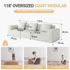 118 Foam 4-Seater Sofa with NASA-Grade High-Density Foam, No-Assembly Design, Plush Reclining Seats