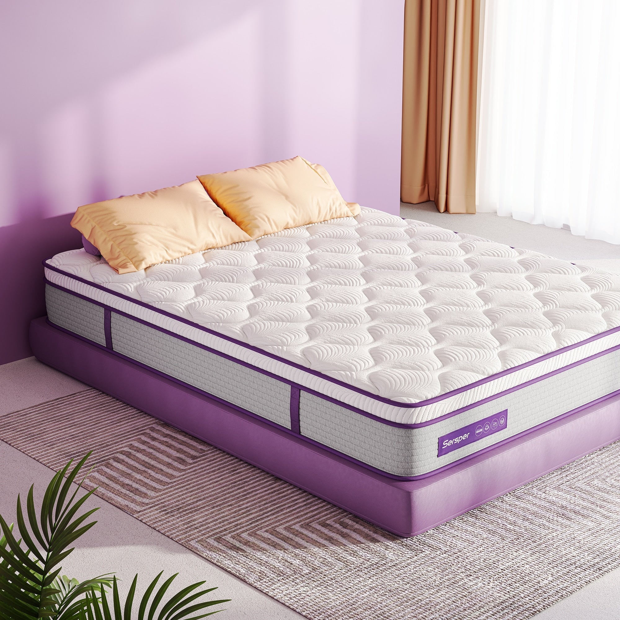 12 Inch Hybrid Mattress with Memory Foam and Spring Coils, Euro Top Mattress in a Box