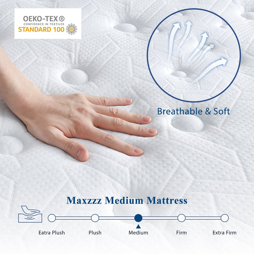 12 Inch King Hybrid Mattress in Box Cooling Memory Foam Pocket Coils Motion Isolation Luxury