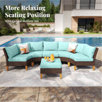 12-Seat Outdoor Wicker Half-Round Furniture Set, Half-Moon Sectional Sofa All Weather Curved Conversation Set