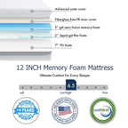 12 inch Gel Memory Foam Mattress, Cooling Medium Feel Bed Mattress in a Box, CertiPUR-US