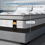 12 inch King Hybrid Mattress in a Box,Cooling Gel Infused Memory Foam and Pocket Spring Mattress,Medium Firm,76x80inches