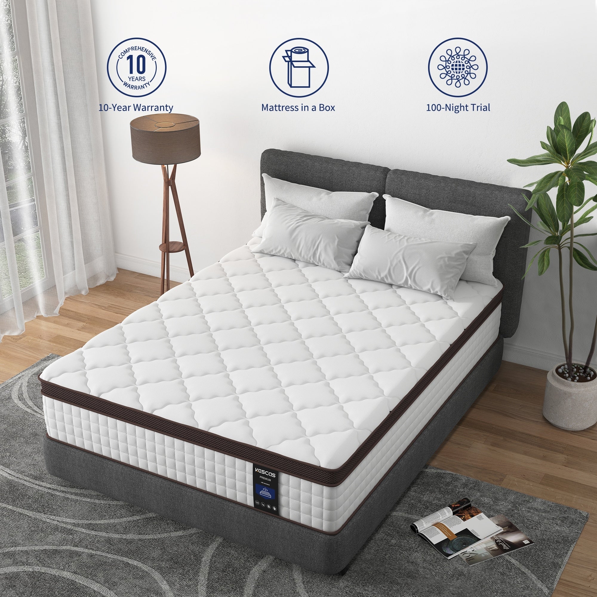 12-inch Memory Foam Medium Firm Innerspring Mattress,Full Queen King Size Optional