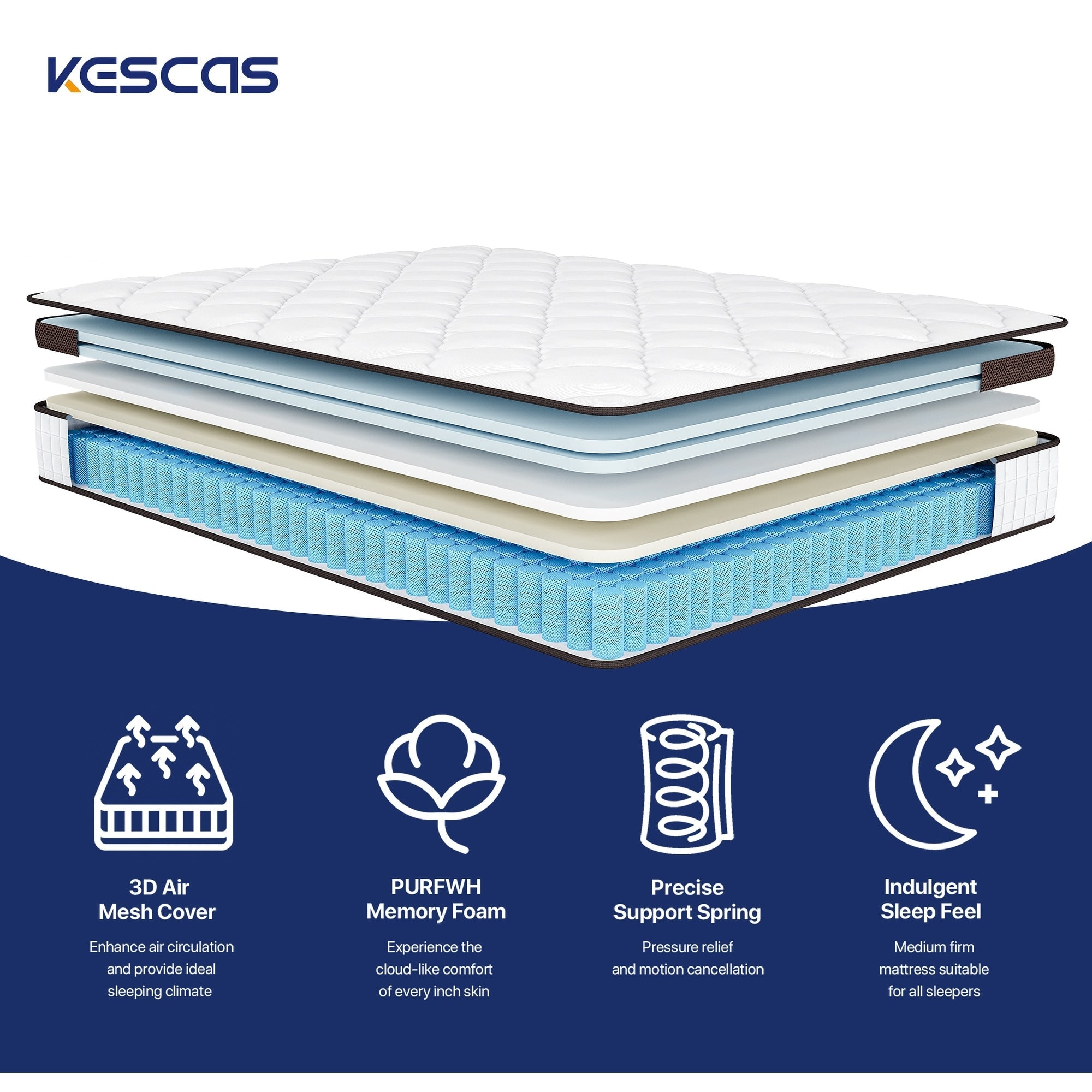 12-inch Memory Foam Medium Firm Innerspring Mattress,Full Queen King Size Optional