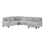 125'' Corduroy U-shaped Sectional Sofa with Movable Ottoman