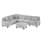 125'' Corduroy U-shaped Sectional Sofa with Movable Ottoman