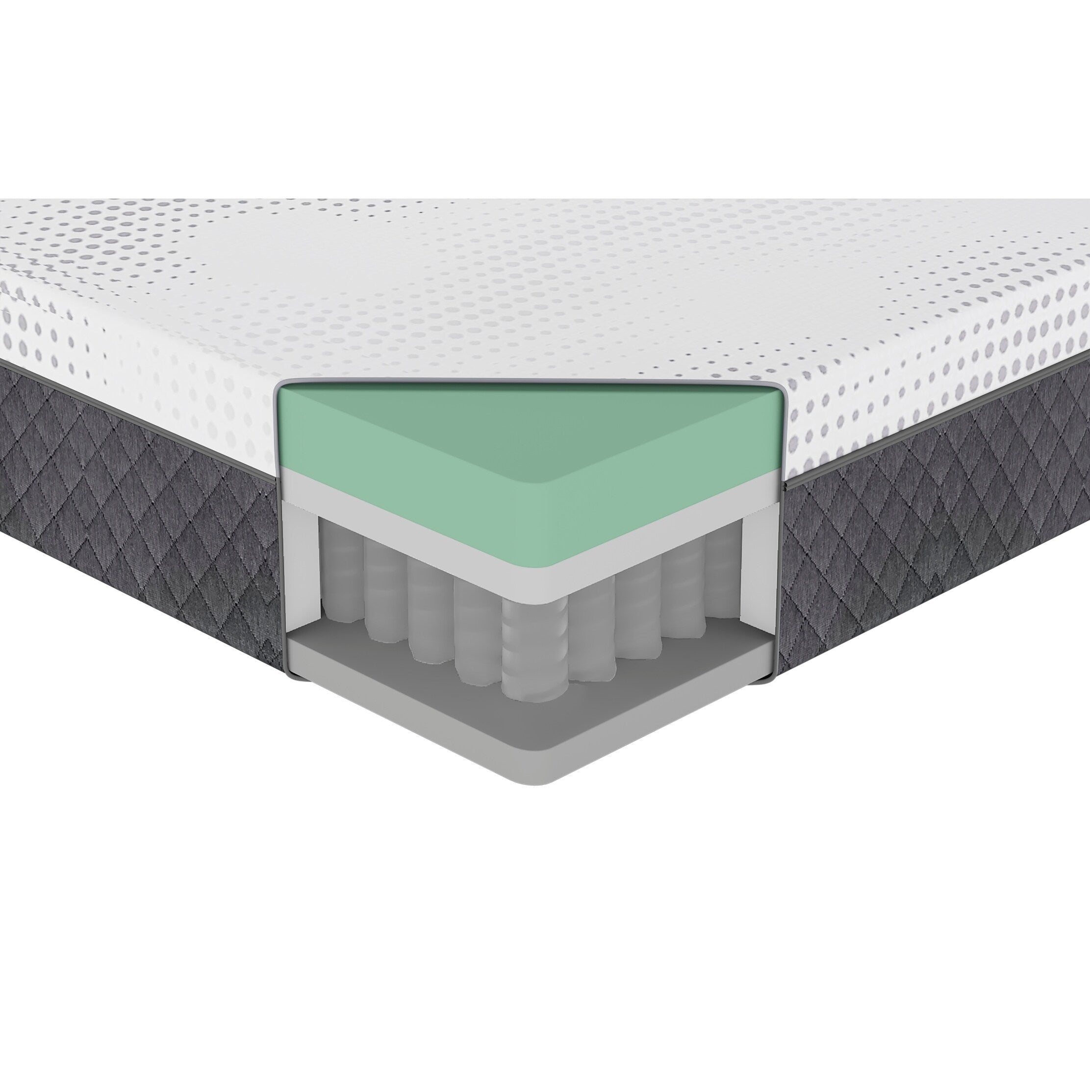 12 Plush Foam Pocket Coils Mattress, Green Tea Gel-Infused Memory Foam Hybrid Mattress in a Box