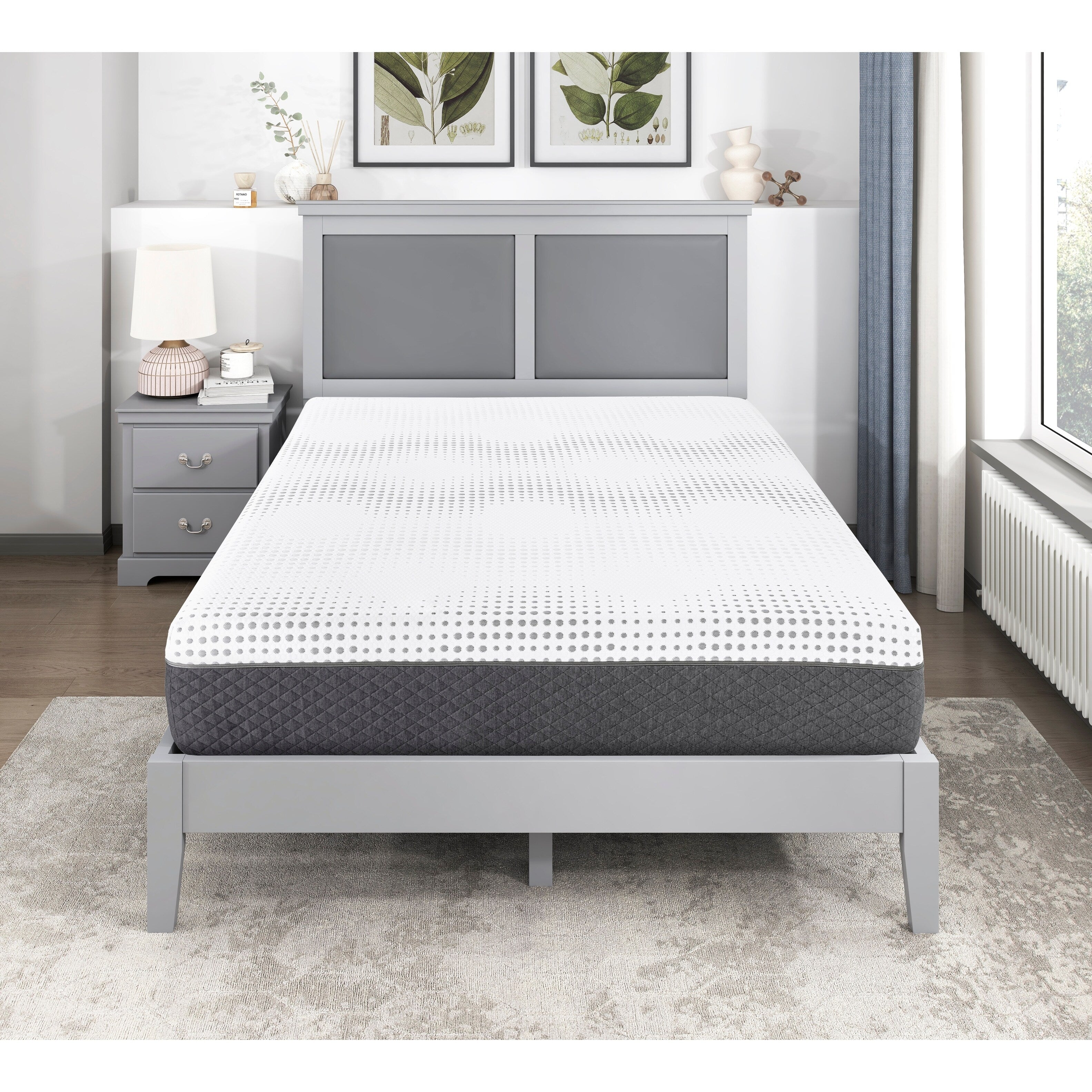 12 Plush Foam Pocket Coils Mattress, Green Tea Gel-Infused Memory Foam Hybrid Mattress in a Box