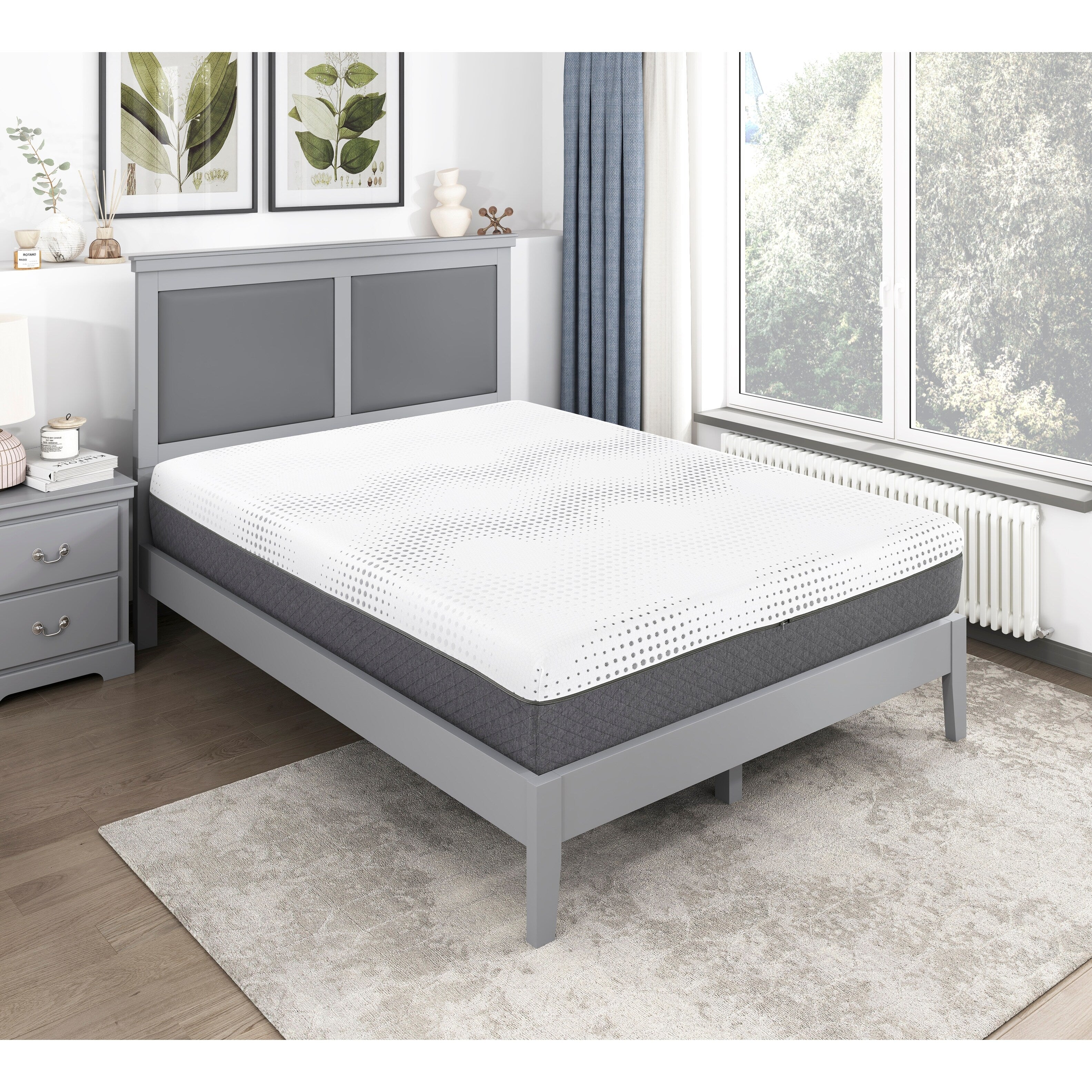 12 Plush Foam Pocket Coils Mattress, Green Tea Gel-Infused Memory Foam Hybrid Mattress in a Box