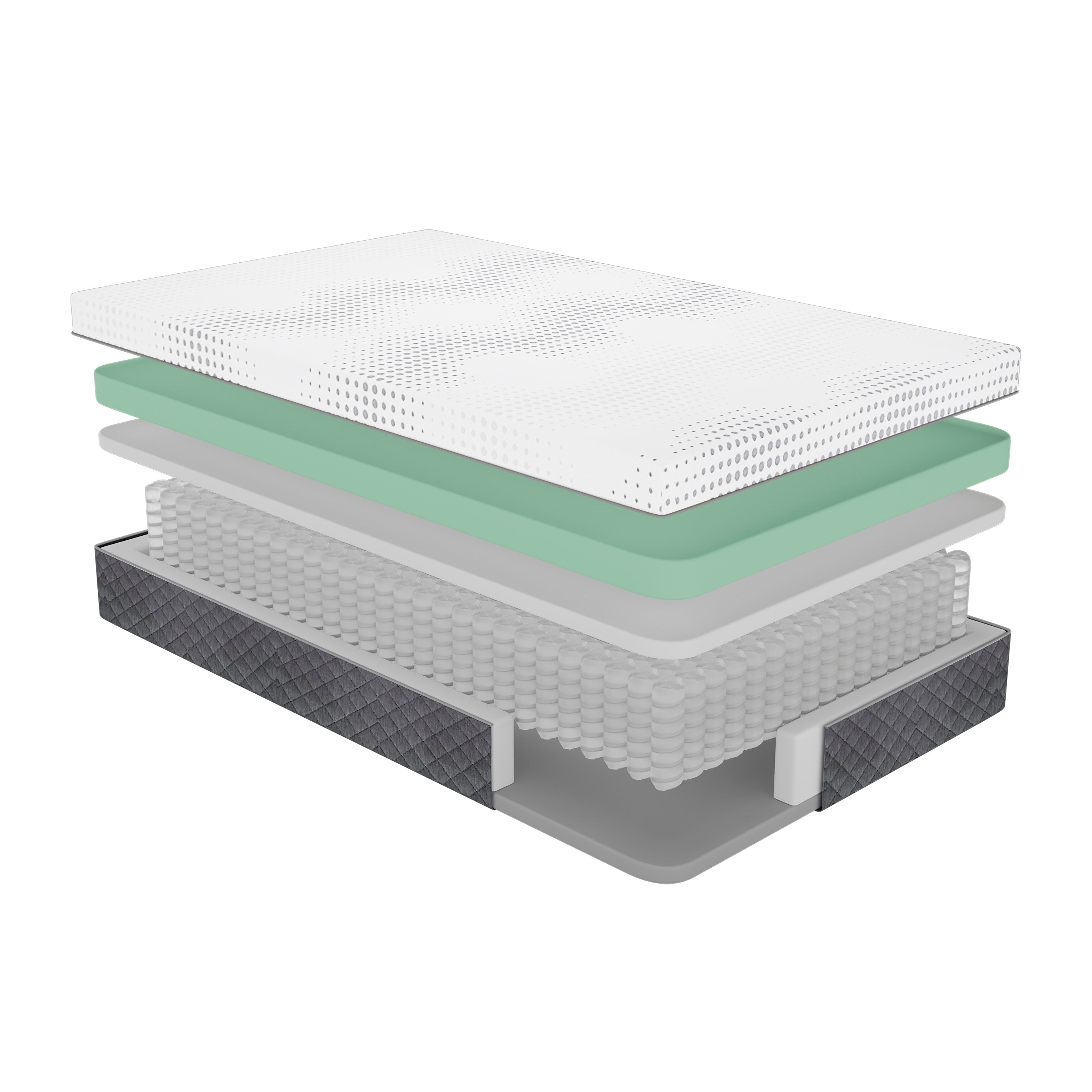 12 Plush Foam Pocket Coils Mattress, Green Tea Gel-Infused Memory Foam Hybrid Mattress in a Box