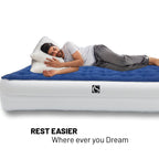 14-Inch Durable Air Mattress with Comfort Coil Technology and High Capacity Pump, good for Camping, Home and Portable Travel.