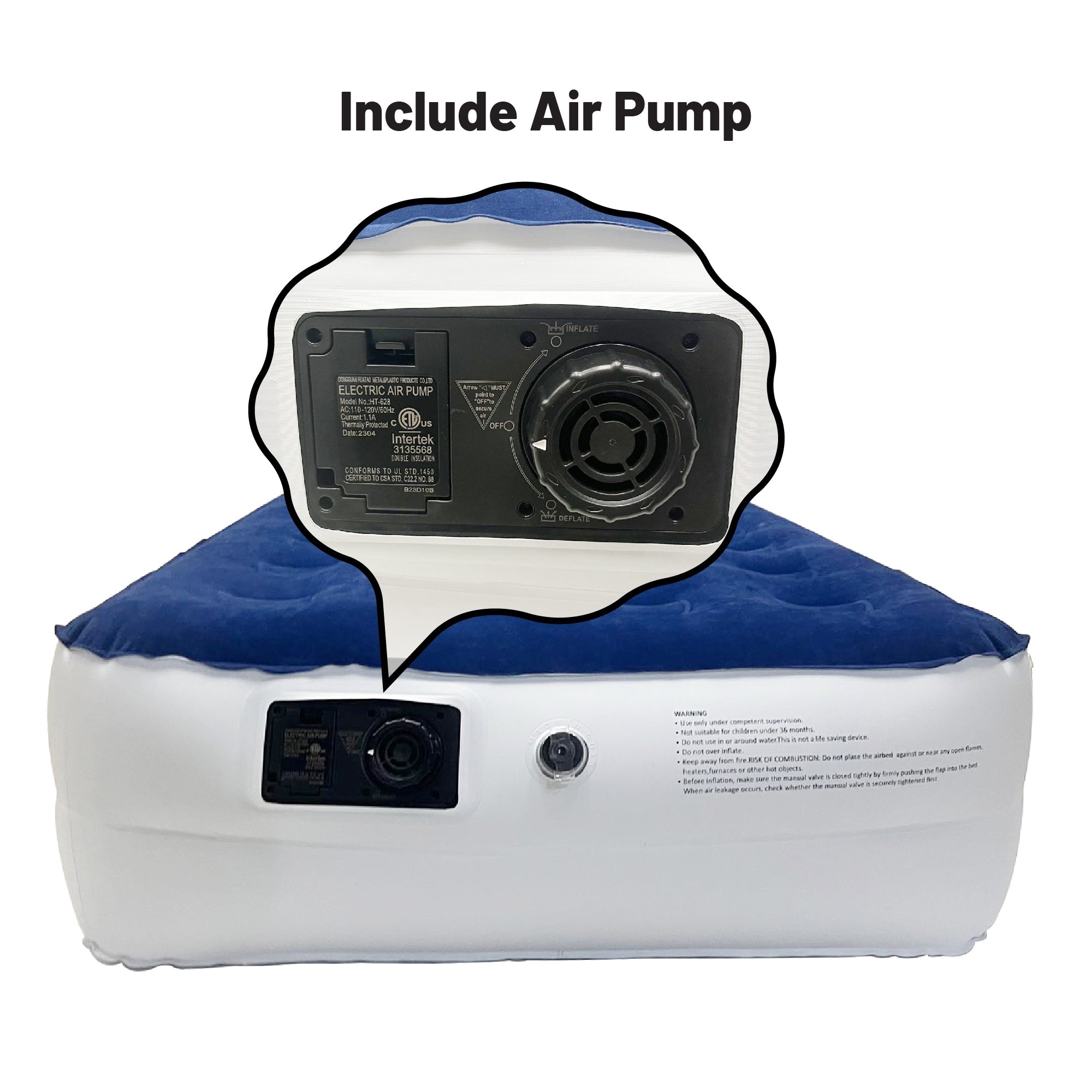 14-Inch Durable Air Mattress with Comfort Coil Technology and High Capacity Pump, good for Camping, Home and Portable Travel.