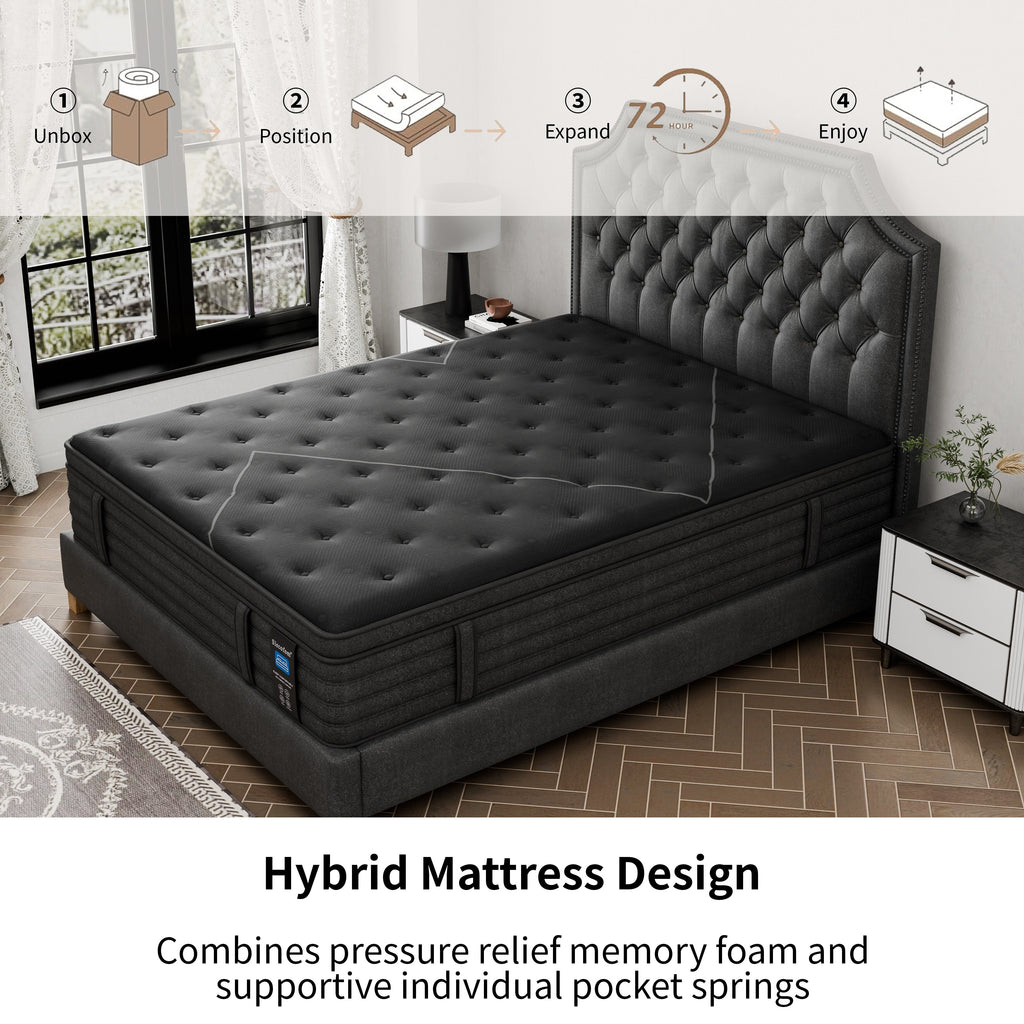 14 Inch Extra Firm Cooling Hybrid Mattress in a Box with Motion Isolation