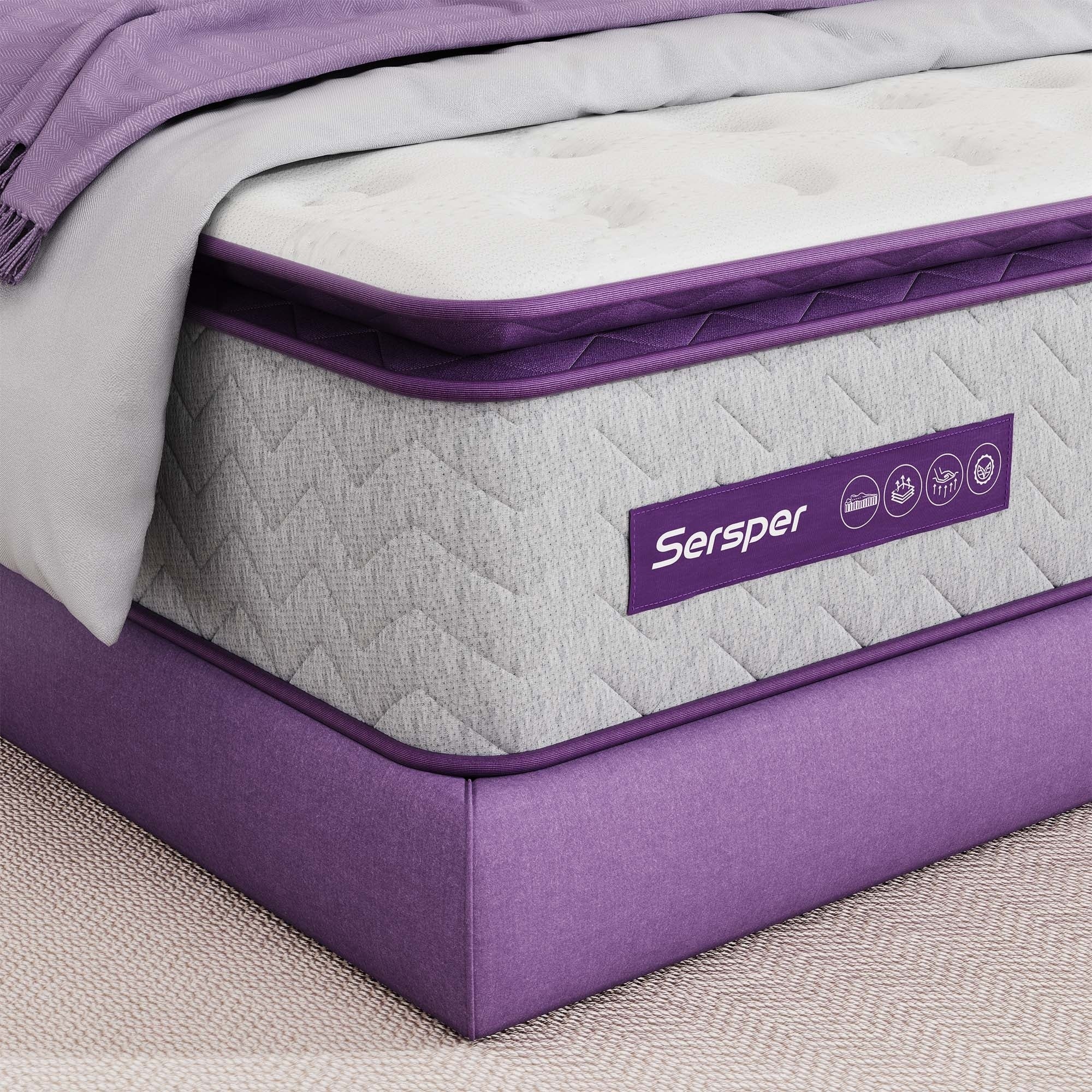14 Inch Hybrid Queen and King Pillow Top Mattress,Innerspring Edge Support,Breathable and Skin-Friendly ,Low Motion Transfer