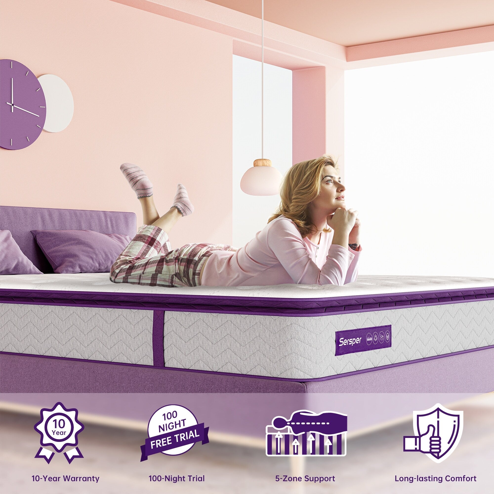 14 Inch Hybrid Queen and King Pillow Top Mattress,Innerspring Edge Support,Breathable and Skin-Friendly ,Low Motion Transfer