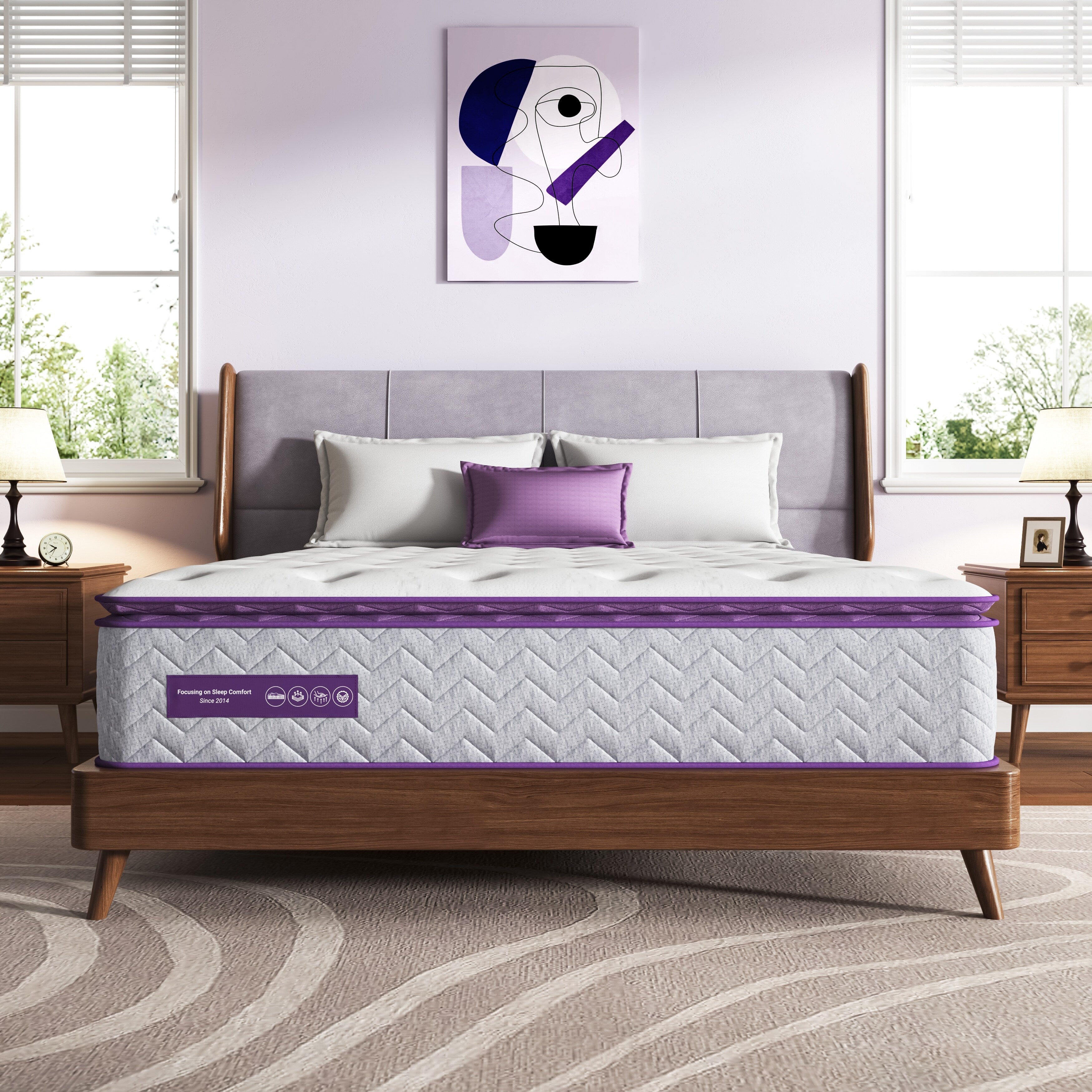 14 Inch Hybrid Queen and King Pillow Top Mattress,Innerspring Edge Support,Breathable and Skin-Friendly ,Low Motion Transfer