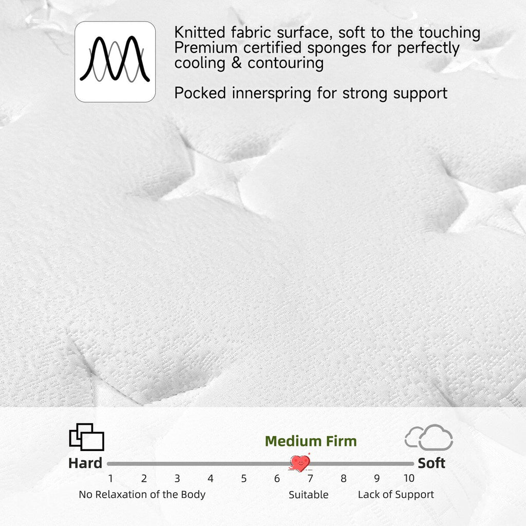 14 Inch Mattress Gel Infused Memory Foam Hybrid Pocket Coils