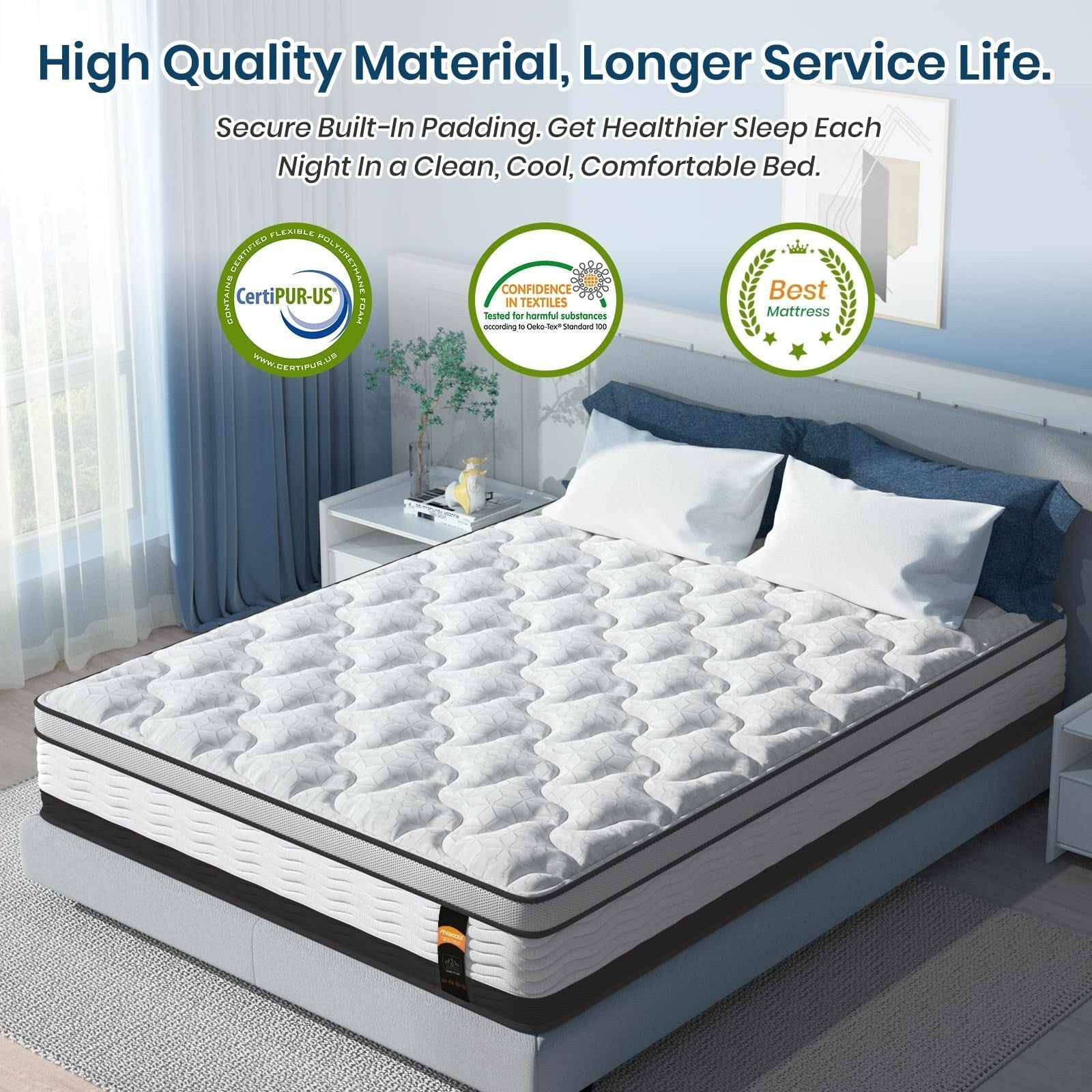 14 inch King Hybrid Mattress in a Box, Cooling Gel Infused Memory Foam and Pocket Spring Mattress, Medium Firm, 76 x 80 inches