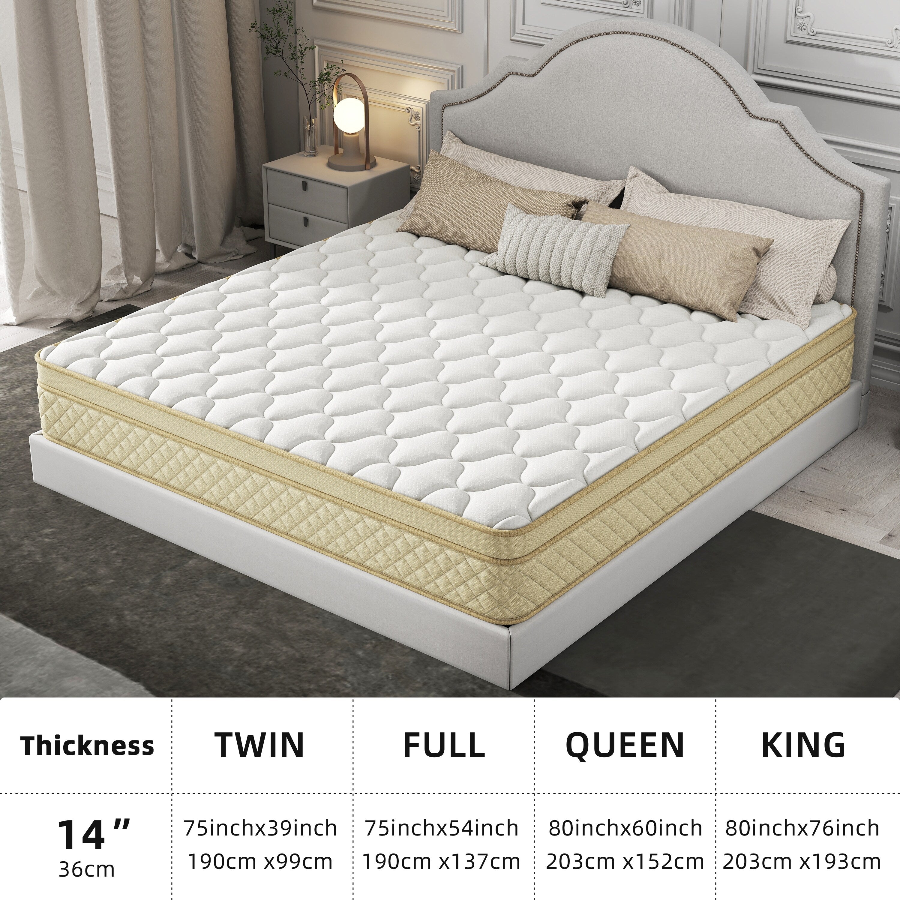 14 Euro Top Medium Memory Foam Hybrid Mattress in a Box