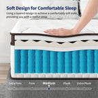 14 Hybrid Mattress - Bamboo Charcoal Gel Memory Foam & 7-Zone Pocket Coil Support, Medium Firm, 100-Night Trial
