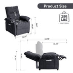 160° Recliner Chair for Elderly Seniors-Power Reclining Chair with 8-Point Massage  Heating, Soft Chenille Fabric