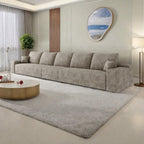 168Foam 6-Seater Sofa - Plush Corduroy Cloud Couch with Recliner and High-Resilience Foam