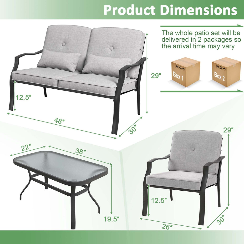 2/4 PCS Patio Furniture Set Outdoor Conversation Sofa Table Set