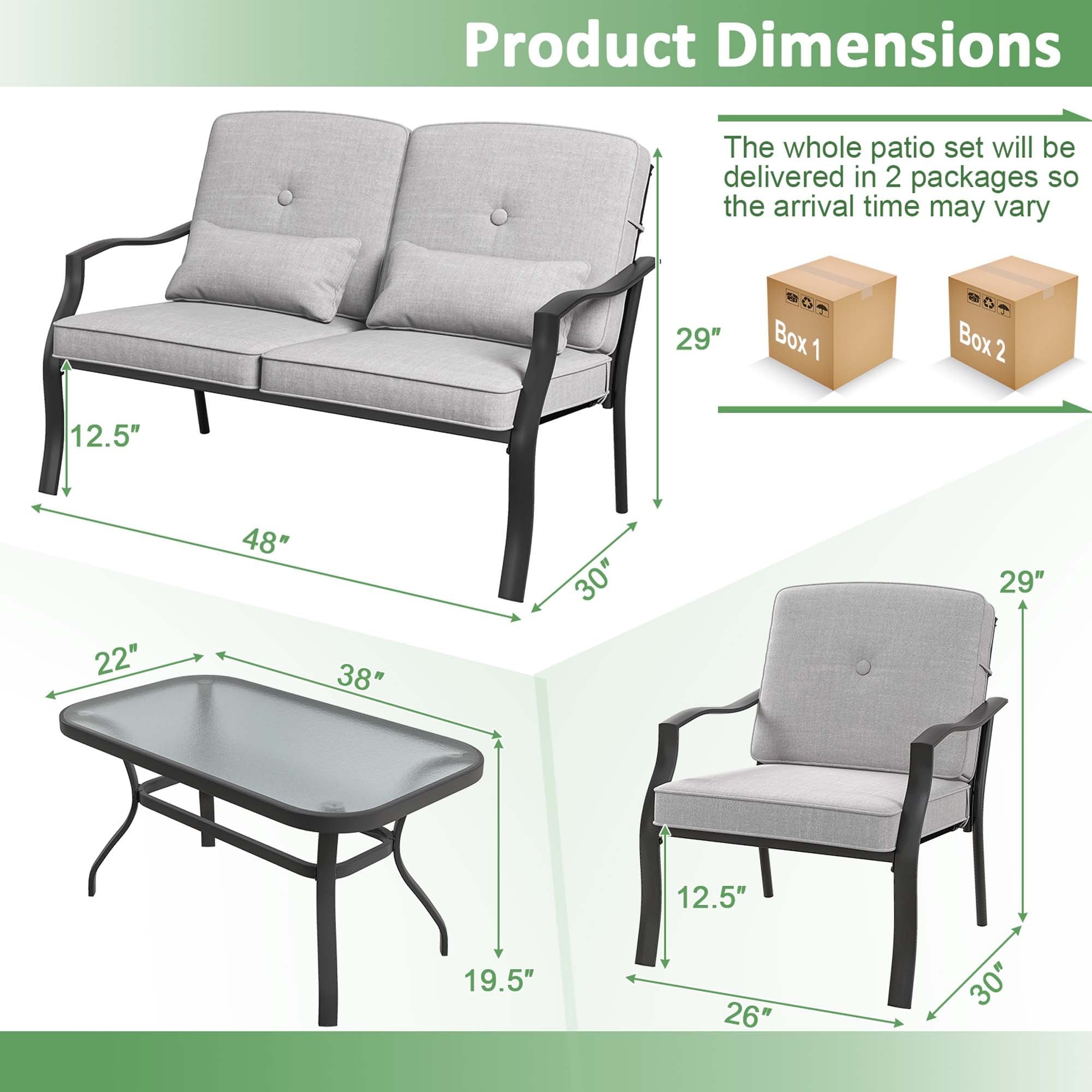 2/4 PCS Patio Furniture Set Outdoor Conversation Sofa Table Set