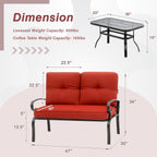2 Piece Outdoor Patio Garden Bench with Round Coffee Table Set