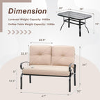 2 Piece Outdoor Patio Garden Bench with Round Coffee Table Set