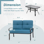 2 Piece Outdoor Patio Garden Bench with Round Coffee Table Set