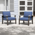 2-Seats Outdoor Aluminum Sofas Chairs with Navyblue Cushions