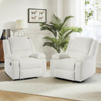 2 Set Corduroy Manual Recliner Glider Club Chair with Footrest