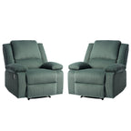 2 Set Corduroy Manual Recliner Glider Club Chair with Footrest