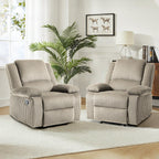 2 Set Corduroy Manual Recliner Glider Club Chair with Footrest