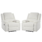 2 Set Corduroy Manual Recliner Glider Club Chair with Footrest