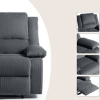 2 Set Corduroy Manual Recliner Glider Club Chair with Footrest